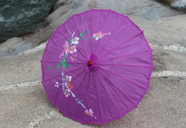 /lote Parasols de boda Parasol Oriental Bamboo Parasol Sun paraguas Accesorios nupciales Patrón floral paraguas