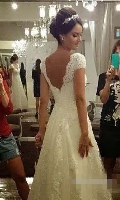 Vintage Full Lace Suknie Ślubne Saudyjskie Saudyjska Suknia Ślubna Koronki Aplikacja Suknie Ślubne Portret Backless Linia Suknie Ślubne Dostosuj