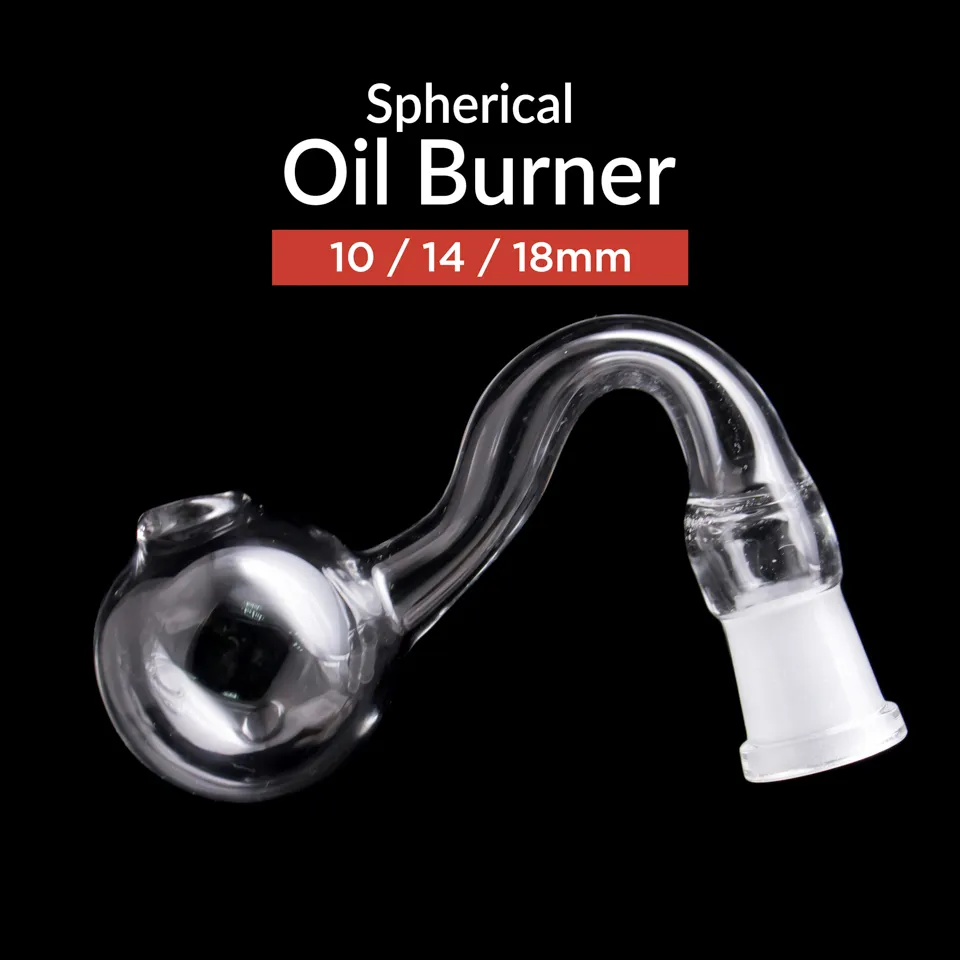 Quemador de aceite de vidrio curvado para cachimbas, pipas de agua, tabaco y fumar con tubo de mano conjunto de 10mm, 14mm y 18mm