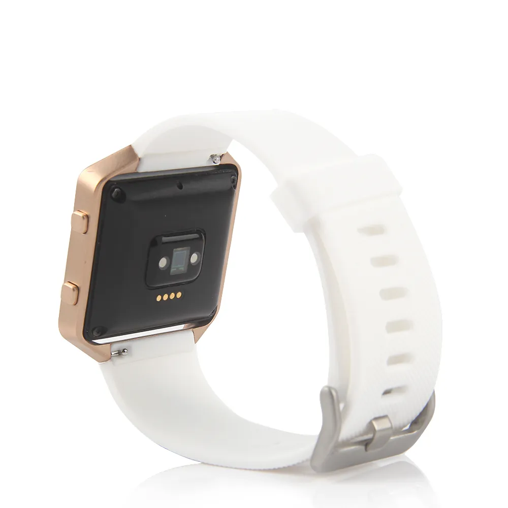 Pulseira de relógio inteligente de liberação rápida para Fitbit Blaze Classic Pulseira Tamanho grande disponível branco com moldura de ouro rosa 64378967167362