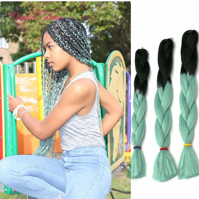 croceht ganci per intrecciato hiar 24 pollici Ombre color JUMBO TRECCE extensiones de cabello SINTETICO intrecciare le estensioni dei capelli all'uncinetto trecce di capelli