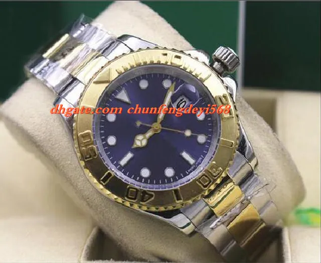패션 럭셔리 블루 다이얼 옐로우 골드 스틸 40mm 16623 Rehaut 자동 무브먼트 남자 시계 최고 품질