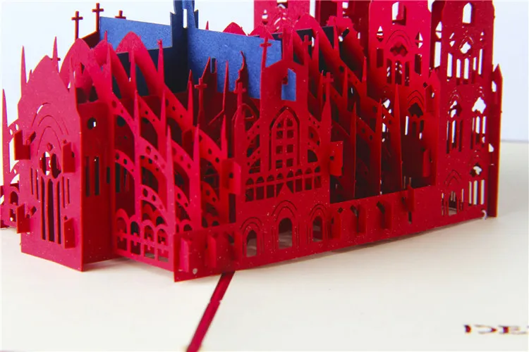 greeting cards pop up cards hollow laser cutting 3D DER KOLNER DOM cards handmade birthday party decorations party favors