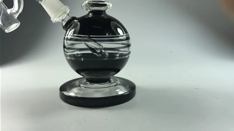 Único Esfera De Vidro Bong Preto com Bacia Reciclador Bong Percolato 2017 Nova Chegada Fumar Bolha Dab Oil Rig Real Imagem Tubulação De Água