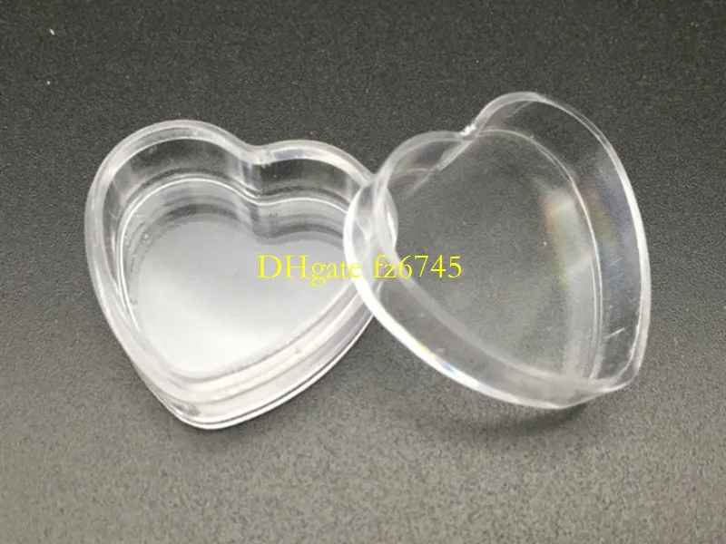 500 pz/lotto a Forma di Cuore 4g Contenitori di Campione di Plastica Trasparente Mini PS Vaso Con Coperchio Vuoto Contenitore di Imballaggio Cosmetico Pot box