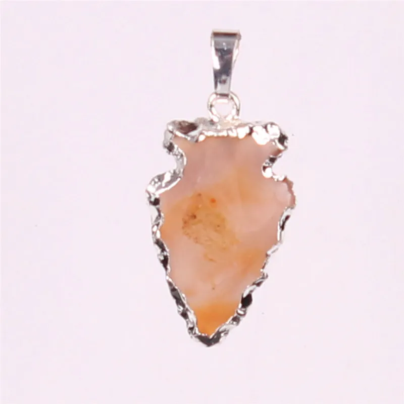 Hot Fashion Point punta di freccia naturale Jasper Druzy Pendent New Silver Plated Esclusivo di cristallo di quarzo Collana pendente Charms risultati dei monili