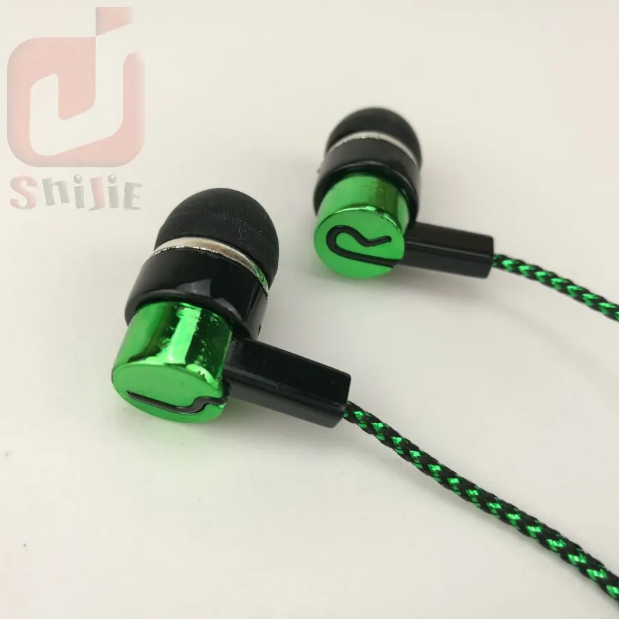 comune a buon mercato serpentino Tessuto treccia cavo auricolare auricolari cuffia auricolare vendite dirette da parte dei produttori blu verde 300 pz/lotto