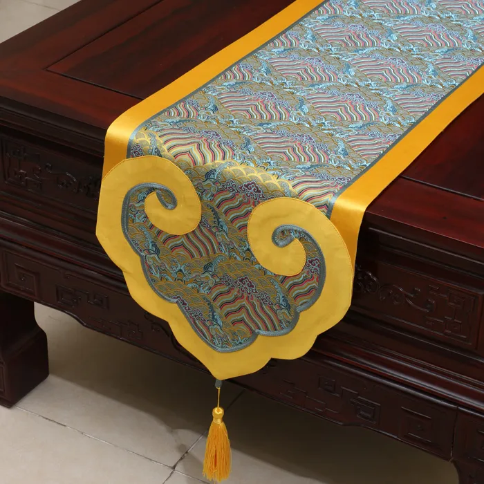 180x33 cm längd hjärta patchwork bord löpare lyx mode vintage matbord mattor porslin stil high end silkes brocade kaffebordduk