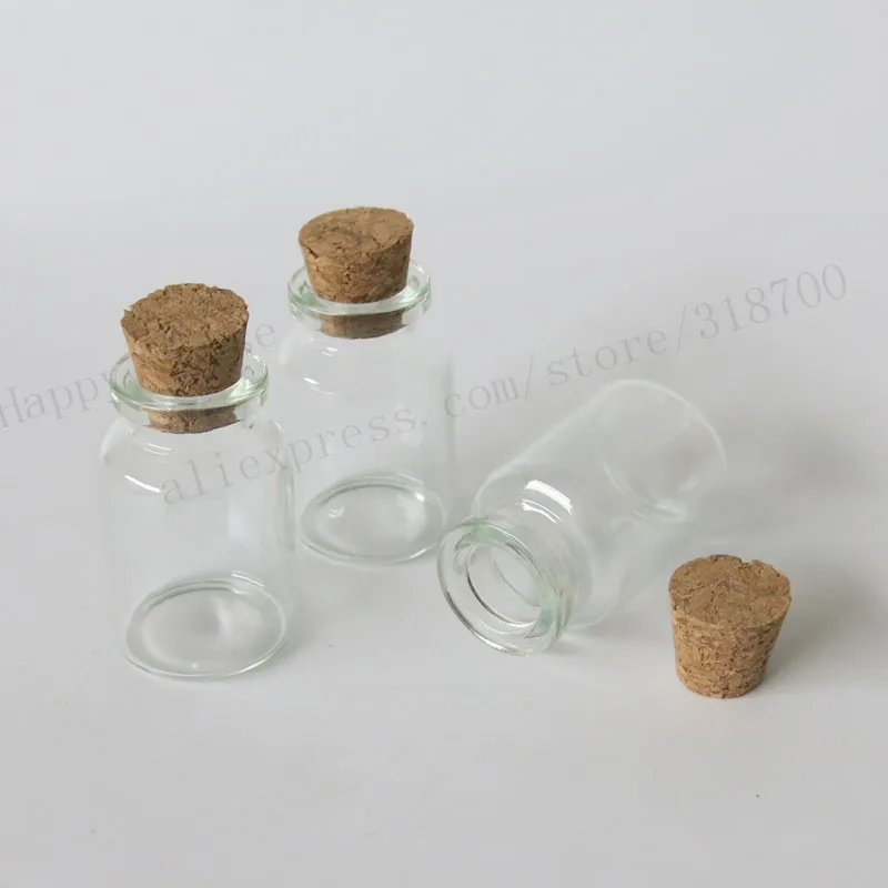 Wholesale- 100 x 10ml Small Glass Bottles Vials Jars With Cork,1/3oz Corks Stopper Decorative Corked Tiny Clear Wising Glass Bottle