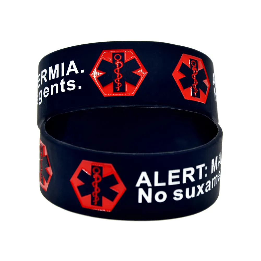 1 bracelet en silicone d'hyperthermie maligne d'alerte PC 1 pouce de large un excellent message à transporter en cas d'urgence