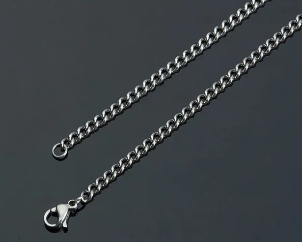 best price wholesale jewelry stainless steel silver Smooth 4mm wide Curb Link chain necklace women men jewelry 18 inch-28 inch