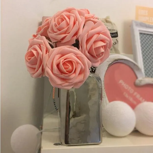 12 cores 7 cm artificiais subiu flores buquê de noiva casamento espuma pe diy home decor rose flores g622