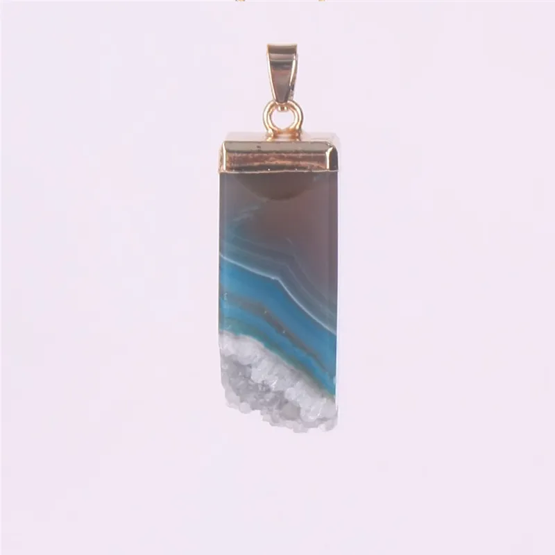 Square Amethyst Druzy Pendant Blue Drusy Drusie Druzie Pink Geode Gold Plated Quadrangular Natural Stone Rock Quartz Pendant Gemstone Nugget