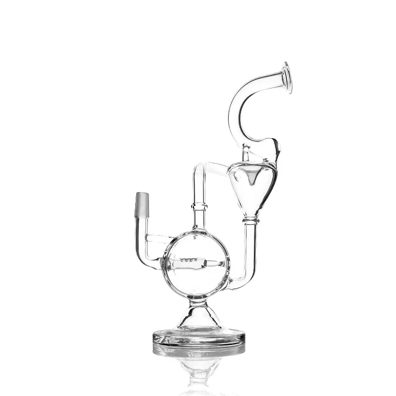 Glass Shisha New water pipe clear color glass bong double recycler water pipe Hookahs with glass bowl free shipping