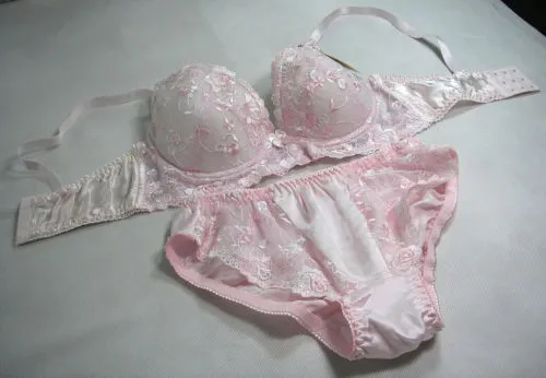 5色1ピュアシルクレースアンダーワイヤー薄型パッド入りブラジャーセットカップC（32 C、34 C、36 C、38 C、40 C、42 C）