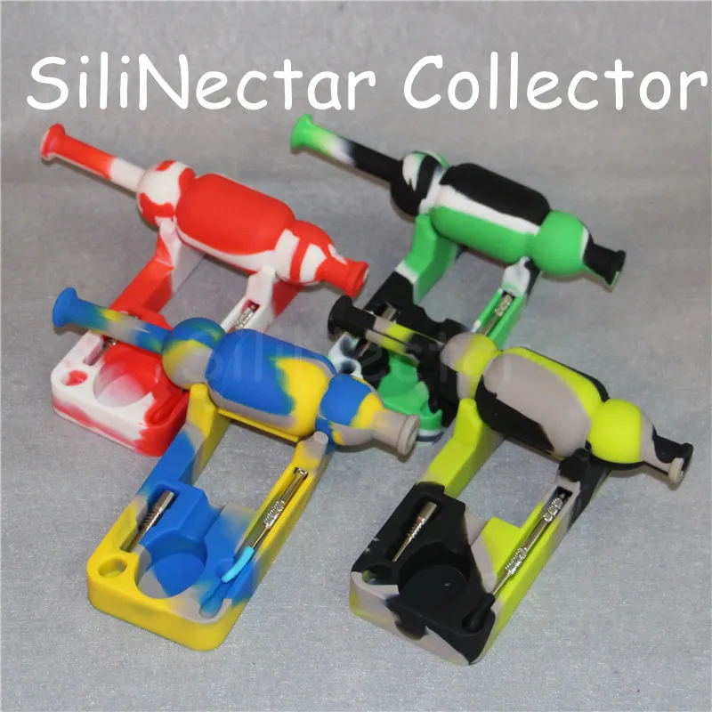 Silicon nectars Dab Straw Hookahs glass bong with titanium nails 10mm male silicone rigs bongs nectar oil pipes