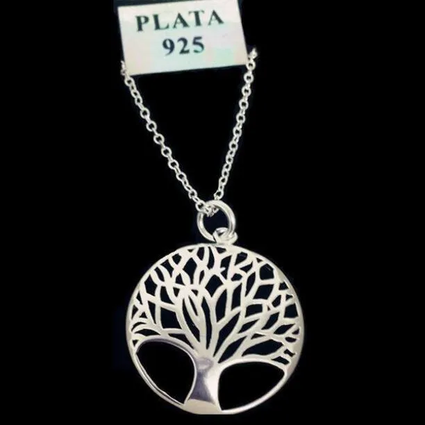 الأزياء الفضة شجرة الحياة قلادة الفضة الطوطم الدين collares 18INCH ببيولاريس 925 الزفاف يوم الأحبة المجوهرات