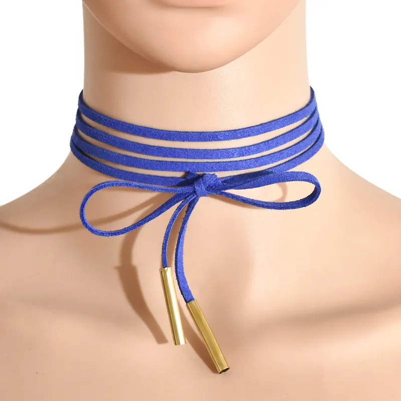 i Velluto minimalista Girocolli a strati Collana lunga con papillon regolabile Collana donna Accessori gioielli di moda da donna