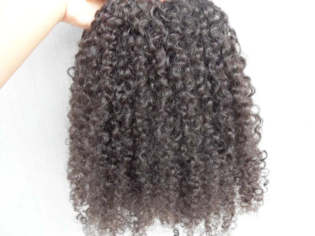 Extensões de cabelo humano virgem brasileiro 9 peças clipe no cabelo kinky encaracolado estilo de cabelo castanho escuro cor preta natural