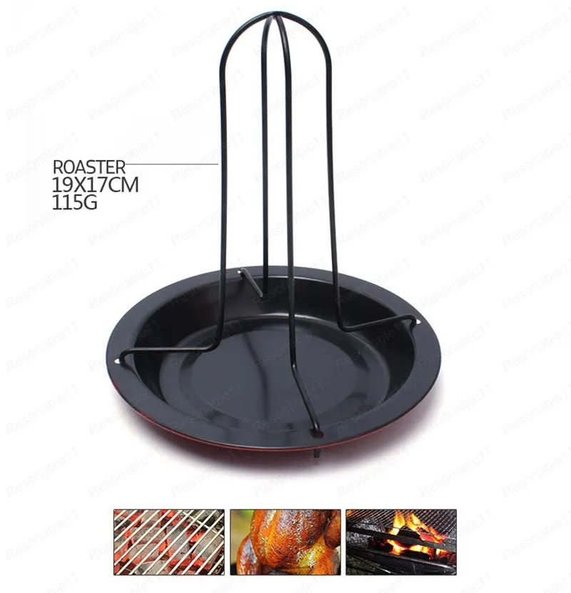 Roaster Chicken Plate Pans Roast Outdoor Grill Camping Grill Fork BBQ Non-stick Stable med Retail Box