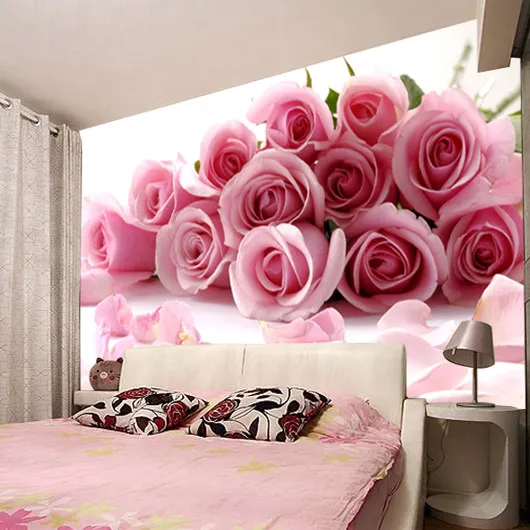 Customized Waterproof Art Mural For Modern Home 3d Wall Decor Pink And ...