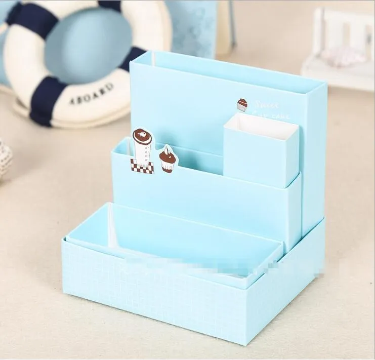 Schöne DIY-Aufbewahrungsbox aus Pappe in 4 Farben, Schreibtischdekoration, Schreibwaren, Make-up, Kosmetik-Organizer