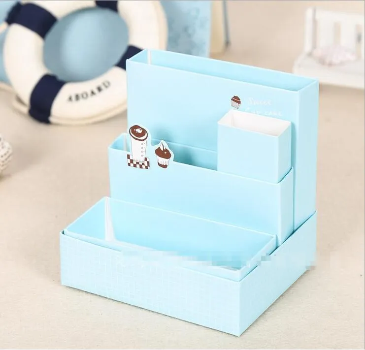 Lovely DIY Paper Board Storage Box Desk Decor Stationery Makeup Cosmetic Organizer