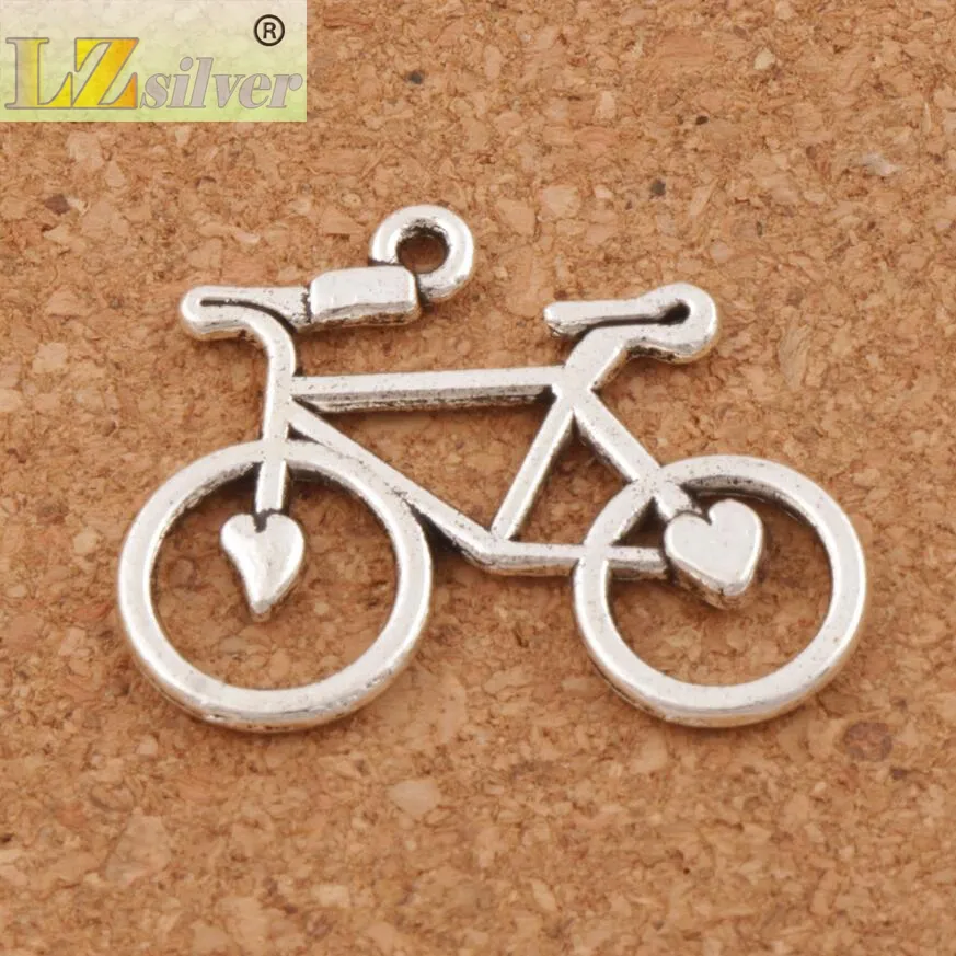 Öppet hjärta Bike Cykel Charms Pendants 100st / 30.6x23.3mm Antik Silver Mode Smycken DIY Fit Armband Halsband Örhängen L264