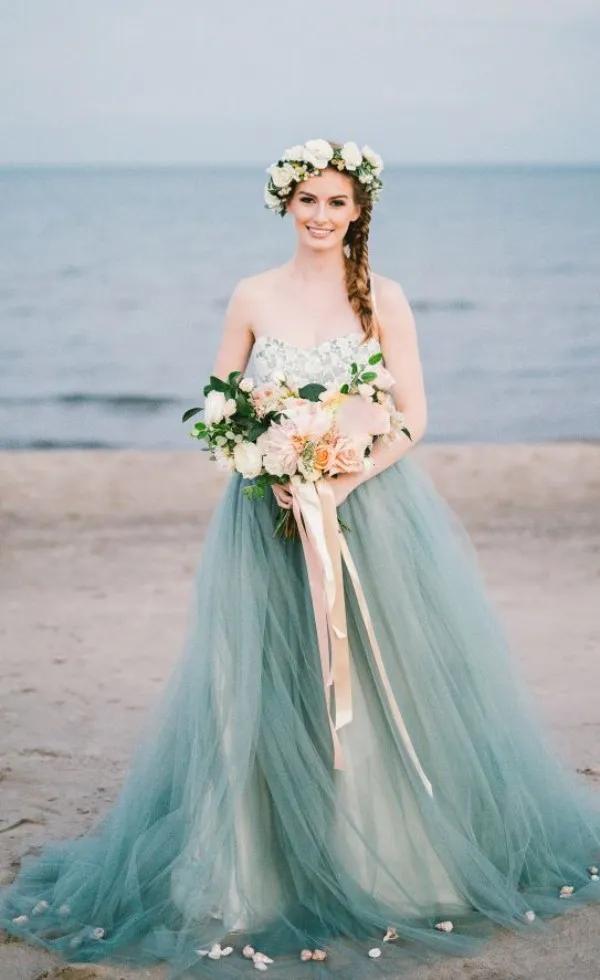 Coloured Wedding Dress For The Beach Colored Wedding Dresses,Lace