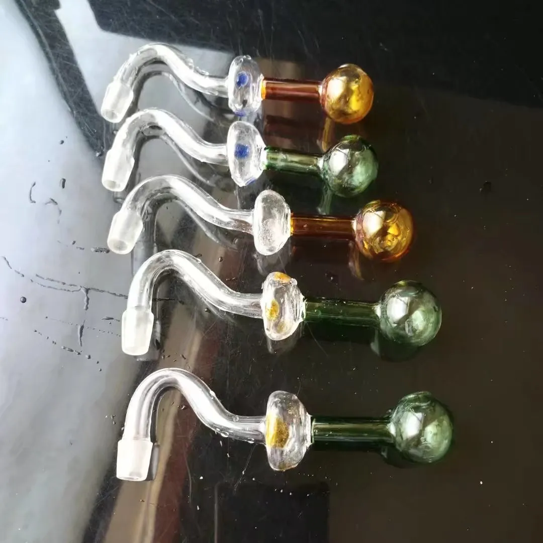 Accessoires de bongs en verre de pot incurvé de champignon de couleur Accessoires de bongs en verre en gros, narguilé en verre, fumée de conduite d'eau