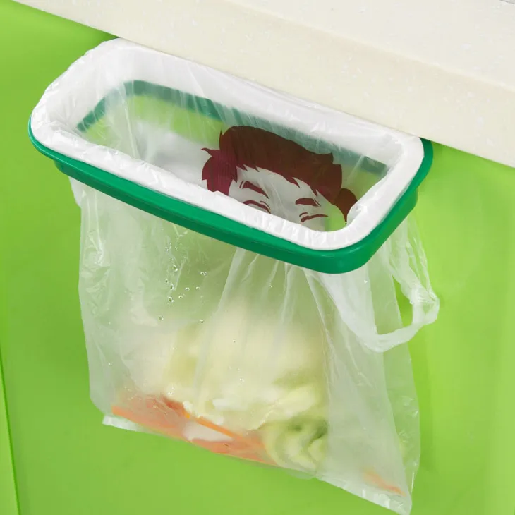 Porte-sac à ordures suspendu armoire de cuisine armoire hayon support de stockage ordures sacs à ordures rack accessoires de cuisine gratuit D