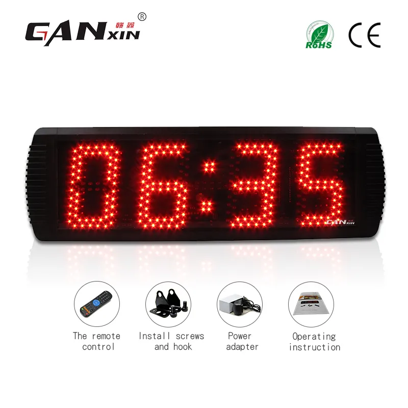 [GANXIN] Hot Vender 5 polegada 4 Dígitos Semi-ao ar livre LED Display Relógio de Parede com Contagem Regressiva Contagem Regressiva de Cronômetro De Alumínio Preto e função de Countup