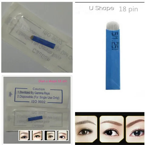 18 Pin U Form s Dauerhaftes Make -up Augenbrauen Stickblatt für 3D -Microblading Manual Tattoo Pen