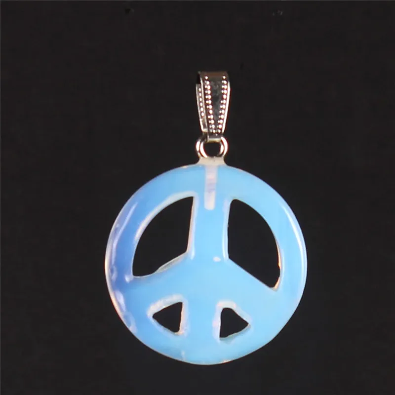 Hot Selling Vintage 31mm Peace Sign Natural Colorful Cherry Quartz Blue Sand Stone Malachite Pendant Charms for Europe Style Jewlery Making