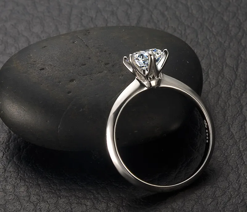 YHAMNI Fine Jewelry Have 18KRGP Stamp Original Gold Rings Set SONA 6mm 1 Carat CZ Zircon Diamond Wedding Rings For Women RS0185904707