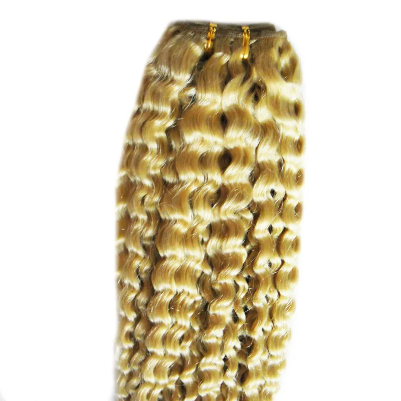 # 613 Bleach Loira cabelo humano bundles 100g encaracolado tecer cabelo humano brasileiro virgem kinky curly weave, nenhum derramamento, emaranhado livre