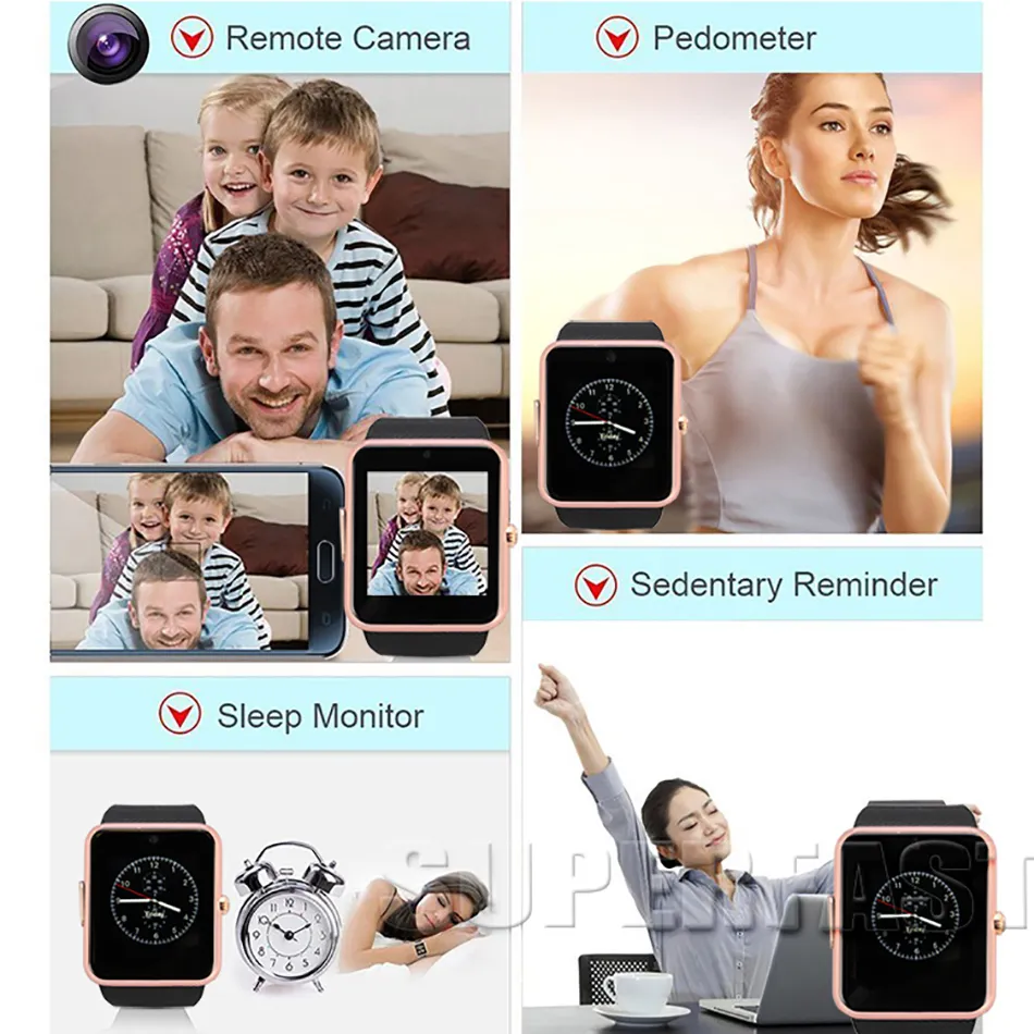 GT08 Bluetooth Smart Watch com Slot de Cartão SIM e Saúde NFC para Android Samsung e Smartphone Bracelet com pacote