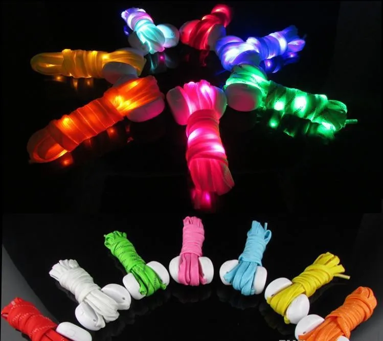 Nowy Przyjeżdża Gadżety Gadżety Kolorowe LED Flash Koronki Światłowody Lampy Lampy Lampy Koronki Świecące Świecące Nylon Shoelace DHL za darmo