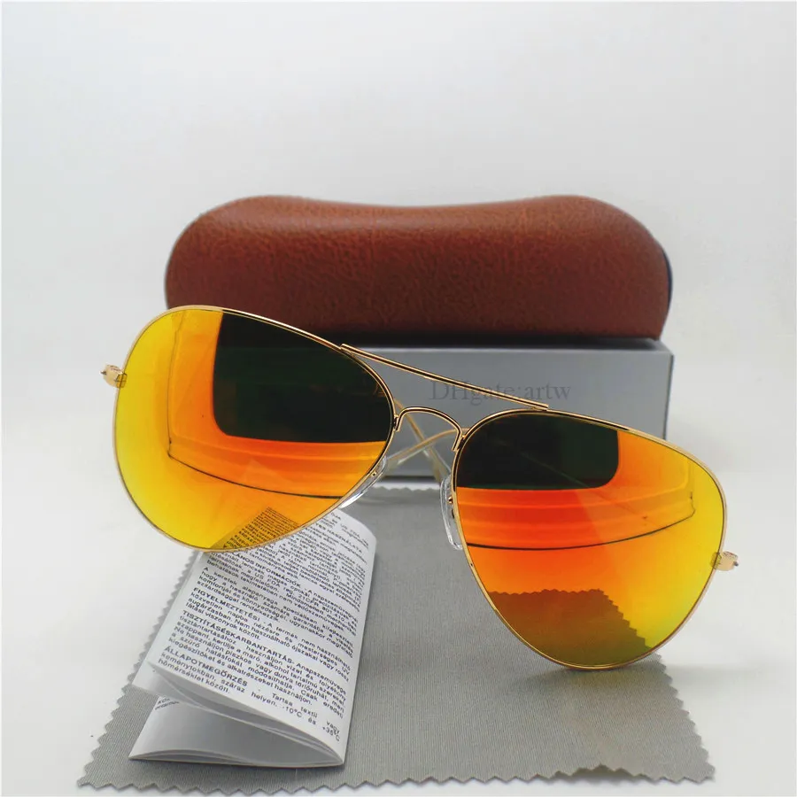 Classic Men Sunglasses Brand Designer Top Quality Glass Lens Metal