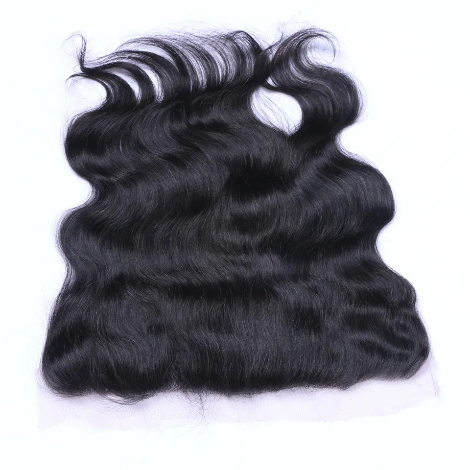 Kroppsvåg Mänskligt hår 13x4 Lace Frontal Closure Pre Plocked Naturliga hårlinjeförslutningar