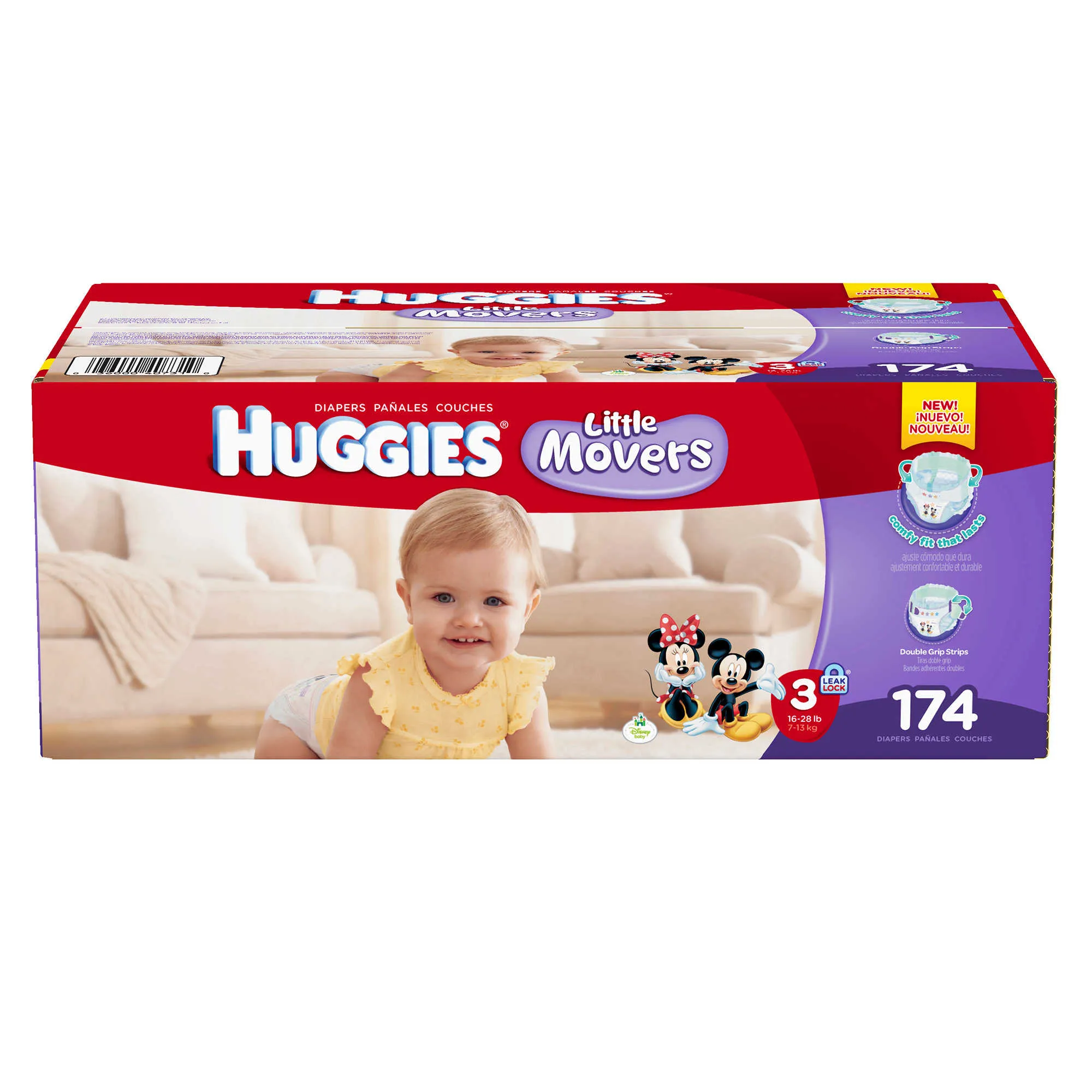 2 BOX 348 Count Huggies Little Movers Mickey Mouse Size 3 Baby Diapers