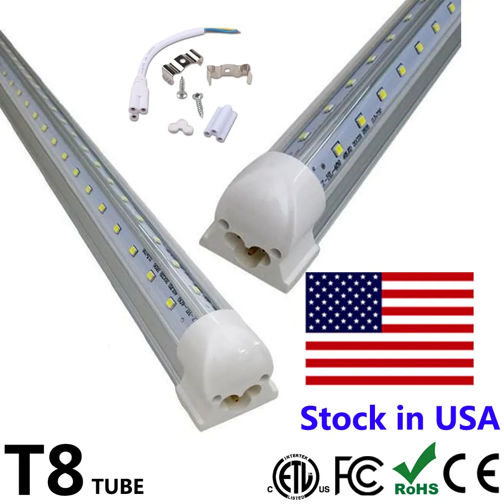 Cooler Door LED Tube V Shaped 8FT Lights 4FT 5FT 6FT 8 Feet LED T8 56W 72W 120W Double Side Integrated Fluorescent Lamp