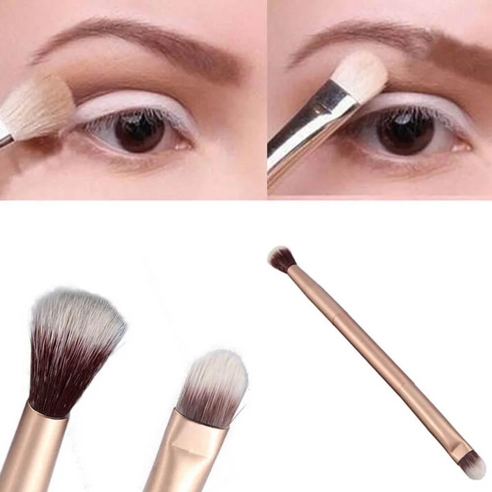 Wholesale- Double head cosmetics  brushes Eyelashes Blush Elegant Bleached mental Eye shadow brush Professional Styling Tools MU0084