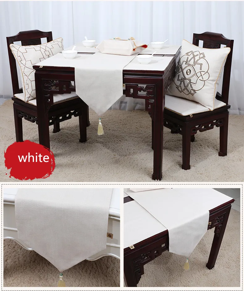 Mais recente Linho de Algodão Liso High End Table Runner Moderno Simples Retangular Pano de Tabela de Sala de Jantar China estilo Tapetes de Mesa Proteger Pads 200x33