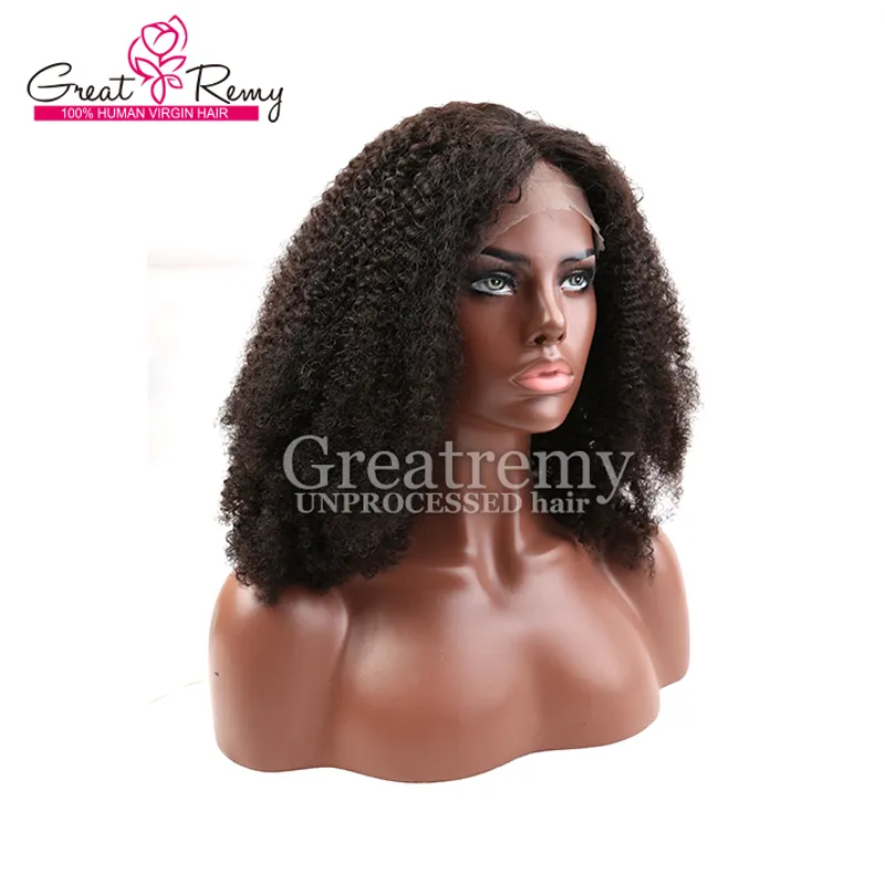 brazilian peruvian malaysian front lacewig kinky curly wave human hair full lace wig deable for black women density between 130 and 150