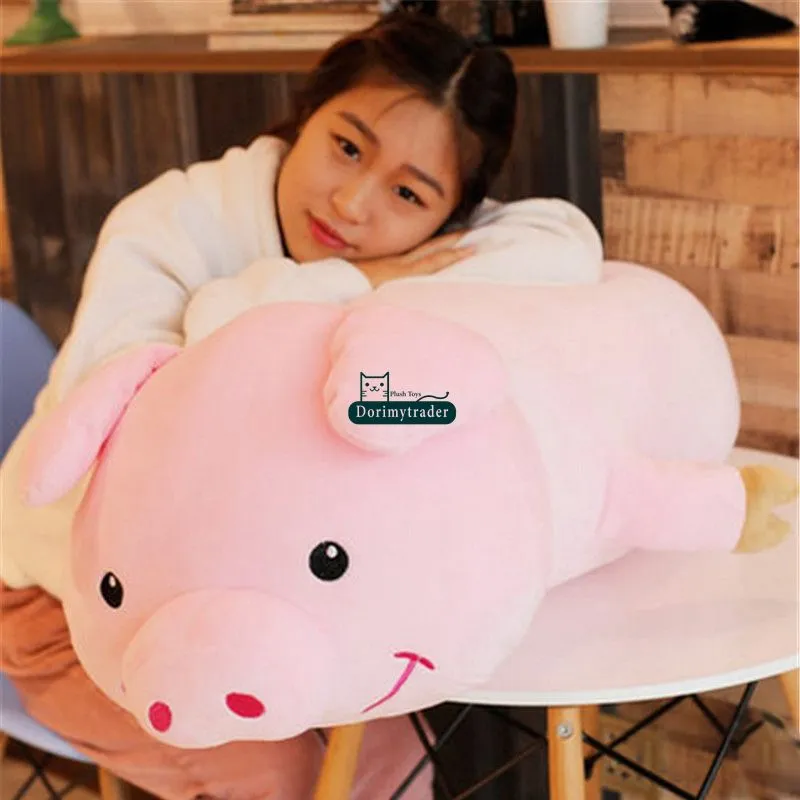DorimyTrader Kawaii Büyük Yumuşak Piggy Peluş Oyuncaklar Güzel Dolması Hayvan Domuz Yastık Bebek Çocuk Hediye Xmas Hediye 35 inç 90 cm DY61338