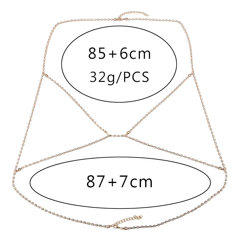 مثير بيكيني الصدرية شاطئ الجسم سلسلة النساء البريق كريستال حجر الراين شاطئ الجسم مجوهرات الأزياء الخصر سلاسل البطن