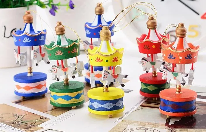 Vintage Wood Carousel Horse Christmas Tree Hanging Ornament Romatic Wedding Birthday Hen Party Decor Kids Toy Favors With8089012