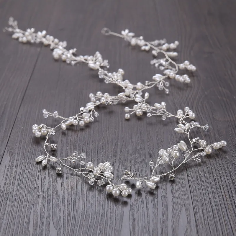 Hochzeit Braut Kopfschmuck Brautjungfer Silber handgefertigt Strass Perle Haarband Stirnband Luxus Haarschmuck Fascinators Tiara G7414044