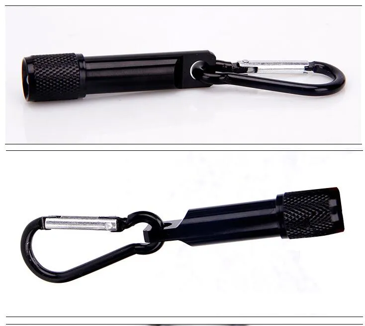 Mini lampe de poche LED Torches en alliage d'aluminium avec mousqueton Porte-clés Porte-clés mini lampe de poche LED Mini-lumière Lampes de poche LED